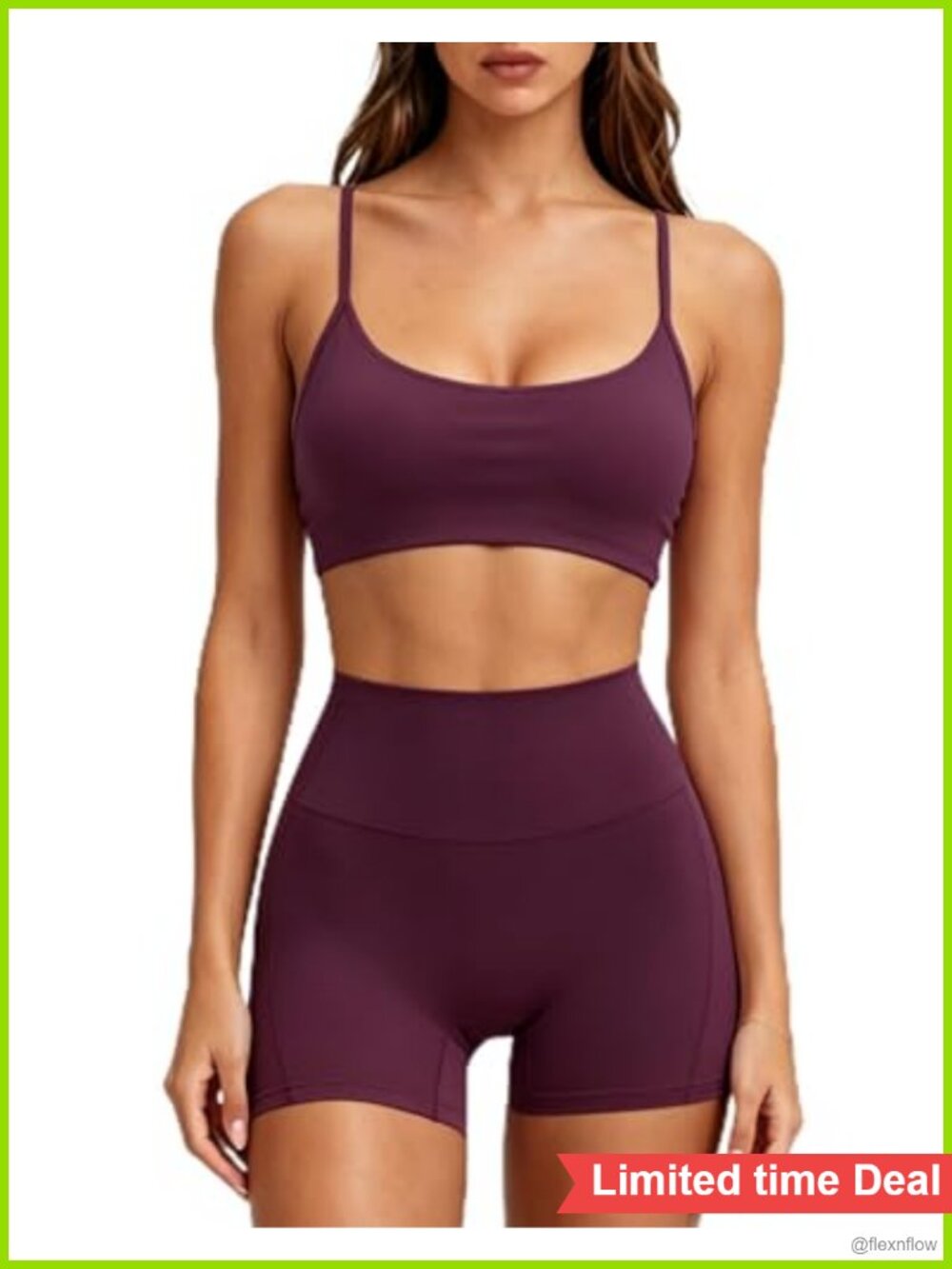 2 Piece Workout Set Padded Crop Tank High Waisted Bike Shorts Athletic Yoga